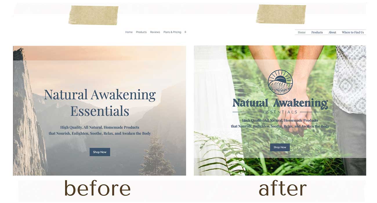 Website Rebrand Before and After photos